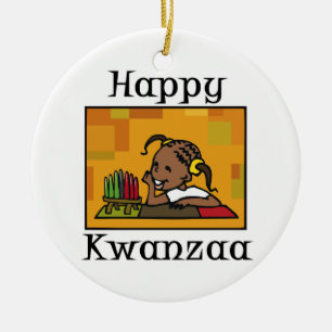 Adorno De Cerámica Feliz Chica Kwanzaa Kinara