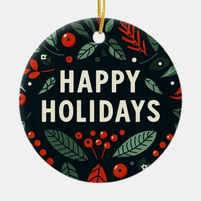 Adorno De Cerámica Feliz Chiste de árbol amañado de vacaciones (Frente)