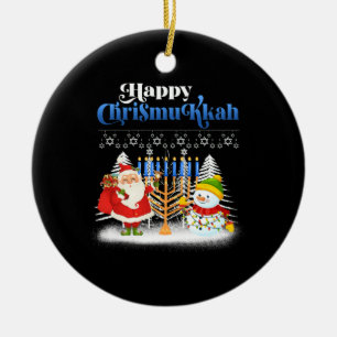 Adorno De Cerámica Feliz Chrismukkah Funny Navidades de Hanukkah Jewi