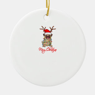 Adorno De Cerámica FELIZ CHRISTMAS PROPIETARIO DE PUG Navidades feos