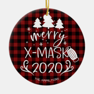 Adorno De Cerámica Feliz ChristMask Divertido 2020 Covid Pandemia