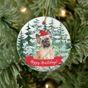 Adorno De Cerámica Feliz Cómo lidias Bulldog Francés Perro Navidad Ad