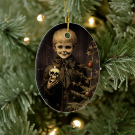 Adorno De Cerámica Feliz Creepmas Chico Espeluznante Gótico Vintage