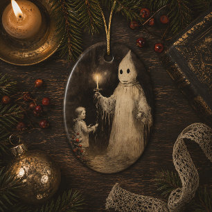 Adorno De Cerámica Feliz Creepmas Vintage Fantasma Gótico Navidad