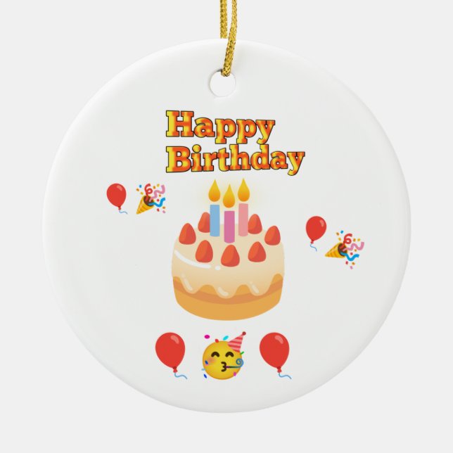 Adorno De Cerámica Feliz cumpleaños (Frente)