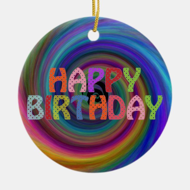 Adorno De Cerámica Feliz cumpleaños (Frente)