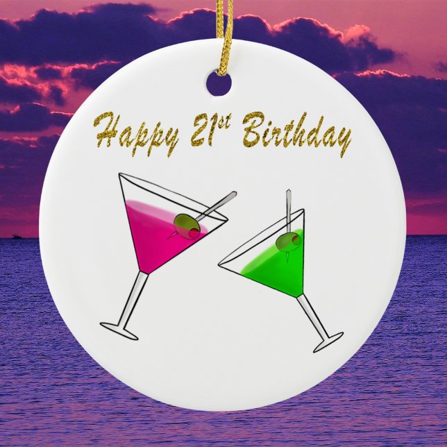 Adorno De Cerámica Feliz cumpleaños 21 Martinis (Subido por el creador)
