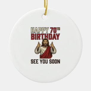 Adorno De Cerámica Feliz Cumpleaños 70 Nos vemos pronto Camiseta Vint
