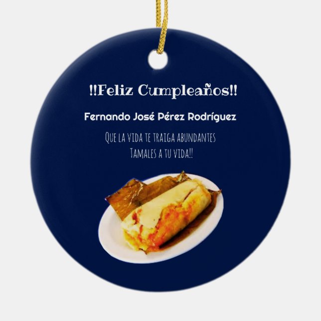 Adorno De Cerámica Feliz cumpleaños a el Comelón de Tamales (Frente)