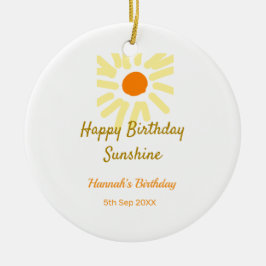 Adorno De Cerámica Feliz cumpleaños amarillo naranja cumpleaños boho