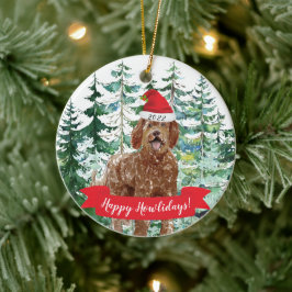 Adorno De Cerámica Feliz cumpleaños Día de Labradoodle Perro Ornament