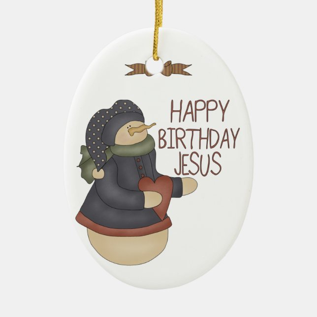 Adorno De Cerámica Feliz cumpleaños Jesús (Frente)