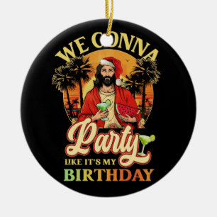 Adorno De Cerámica Feliz Cumpleaños Jesús Navidades Verano Bday Fiest