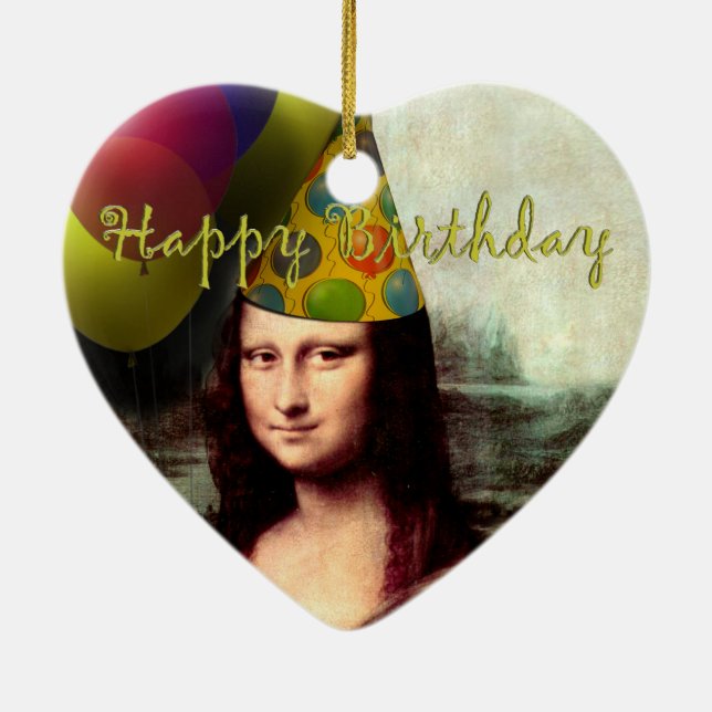 Adorno De Cerámica Feliz cumpleaños Mona Lisa (Atrás)