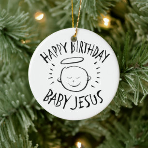 Adorno De Cerámica Feliz cumpleaños, niño Jesús - Navidades cristiano