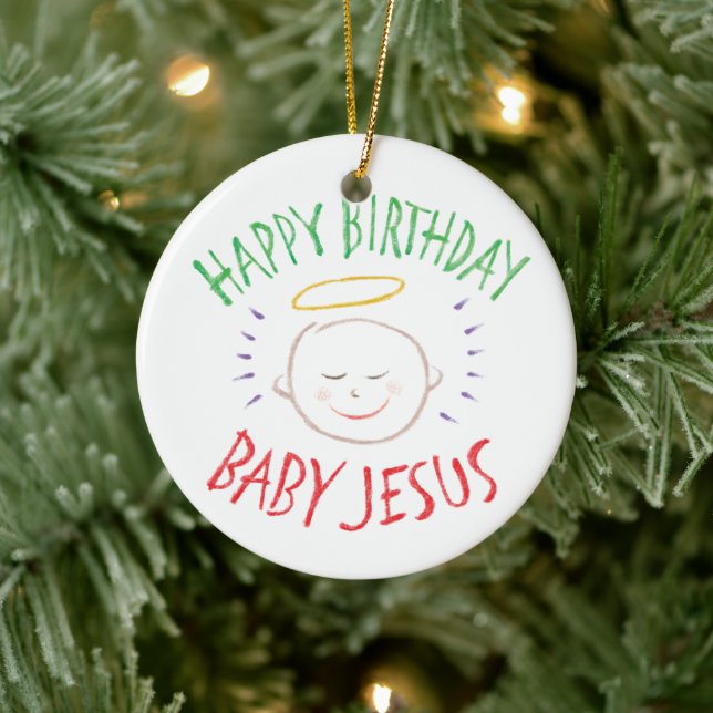 Adorno De Cerámica Feliz cumpleaños, niño Jesús - Navidades religioso (Árbol)