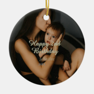 Adorno De Cerámica Feliz cumpleaños número 2 niños bebé madre amarill