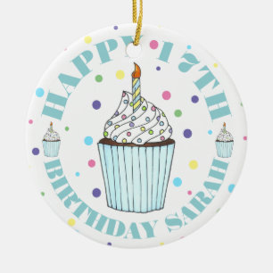 Adorno De Cerámica Feliz cumpleaños, torta de pacotilla, pájaro paste