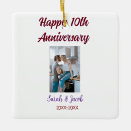 Adorno De Cerámica Feliz décimo aniversario foto boda apellido d