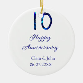 Adorno De Cerámica Feliz décimo aniversario purpurina azul añadir fec