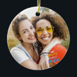 Adorno De Cerámica Feliz Día de la Amistad mejor foto de amigo<br><div class="desc">Feliz Día de la Amistad, mejor foto de amigo. Mejor amigo Keychain de siempre , amigo Keychain , Reemplaza TU NOMBRE en la plantilla de Keychain. Podría ser un gran regalo de sake para una amiga por el Día de la amistad, el cumpleaños, la Navidad o cualquier otra ocasión. También...</div>