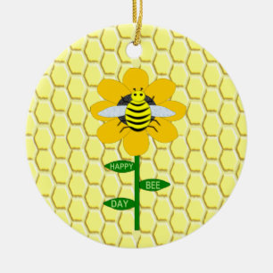 Adorno De Cerámica Feliz Día de las Abejas Cumpleaños Bumblebee