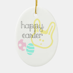 Adorno De Cerámica feliz día de pascua huevos pastel conejo