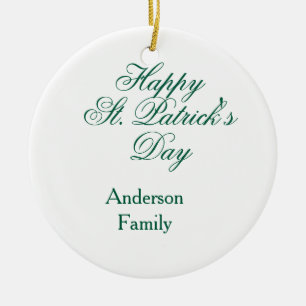 Adorno De Cerámica Feliz día de San Patricio apellido verde minimalis