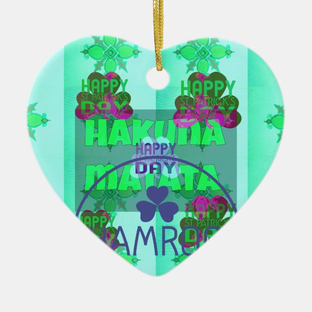 Adorno De Cerámica Feliz Día de San Patricio Impresión de arte Hakuna (Frente)