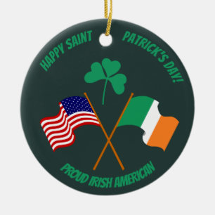 Adorno De Cerámica Feliz Día de San Patricio Orgulloso Irlandés Ameri