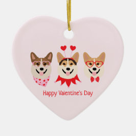 Adorno De Cerámica Feliz Día de San Valentín Pembroke Welsh Corgi Per