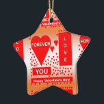 Adorno De Cerámica Feliz Día de San Valentín Texto para siempre coraz<br><div class="desc">Feliz Día de San Valentín Texto para siempre corazón de amor rojo</div>
