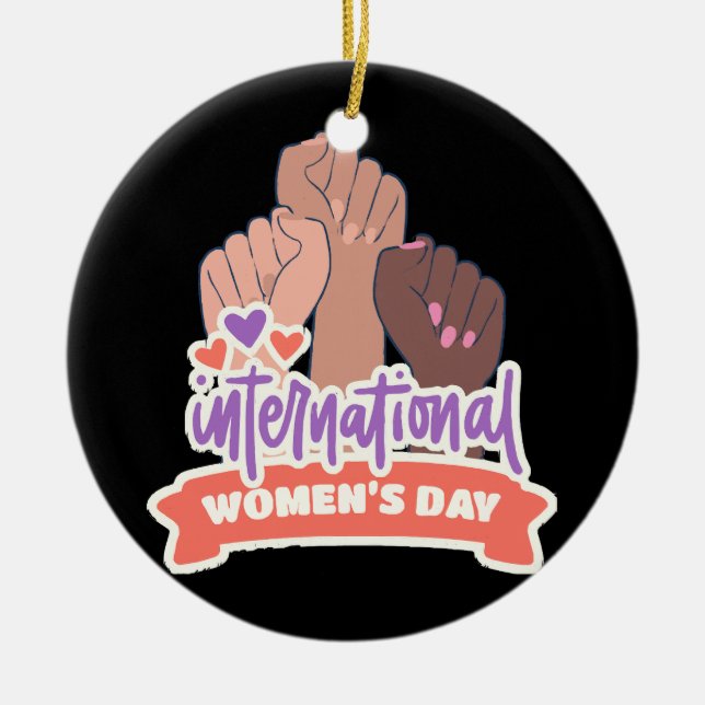 Adorno De Cerámica Feliz Día Internacional de la Mujer (Frente)