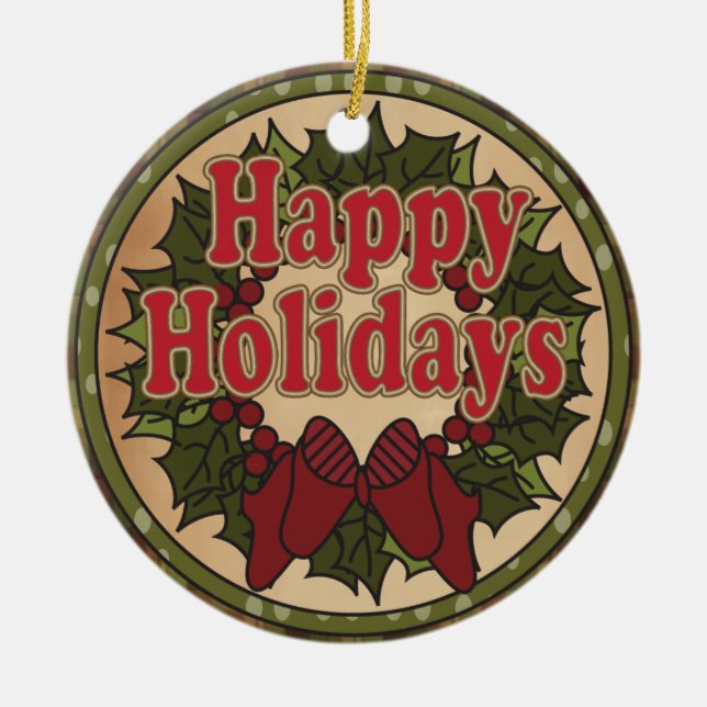 Adorno De Cerámica Feliz Día Internacional de Navidades (Frente)