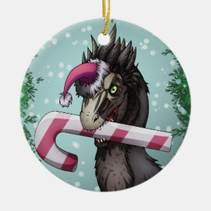 Adorno De Cerámica Feliz Dinosaurio de Navidad