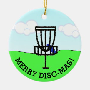 Adorno De Cerámica Feliz Disc-Navidad Divertido Disc Golf Navidad