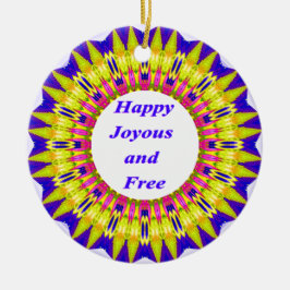 Adorno De Cerámica FELIZ DISFRUTE Y LIBRE escritura en un diseño vibr