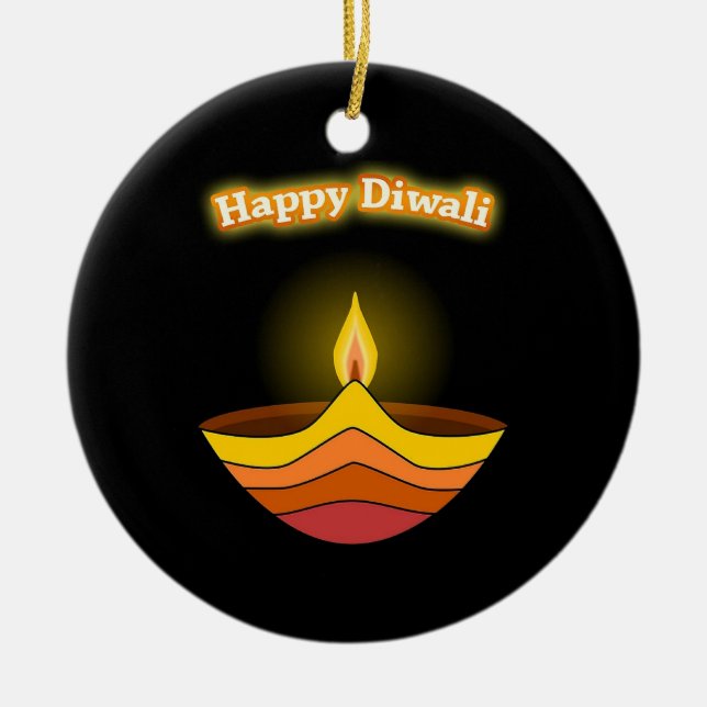 Adorno De Cerámica Feliz Diwali (Frente)