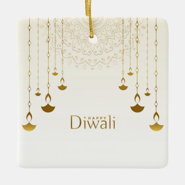 Adorno De Cerámica Feliz Diwali (Anverso)