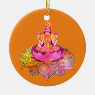Adorno De Cerámica Feliz Diwali - Diosa Deepalavi Lakshmi 4