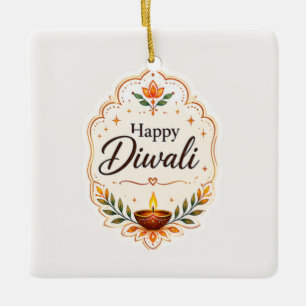 Adorno De Cerámica Feliz Diwali Diya Tradicional