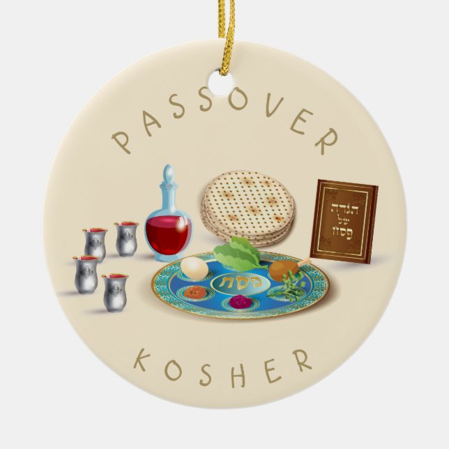 Adorno De Cerámica Feliz feriado de la pasada Kosher Pesach Seder (Frente)