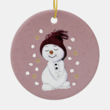 Feliz feriado de Navidades rosados de Snowman