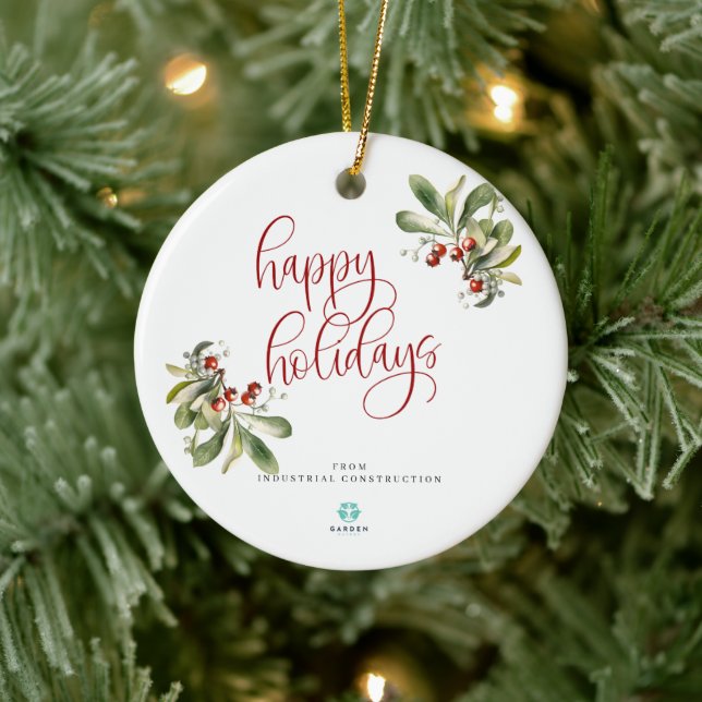 Adorno De Cerámica Feliz feriado Navidad artículo con el logo de la c (Árbol)