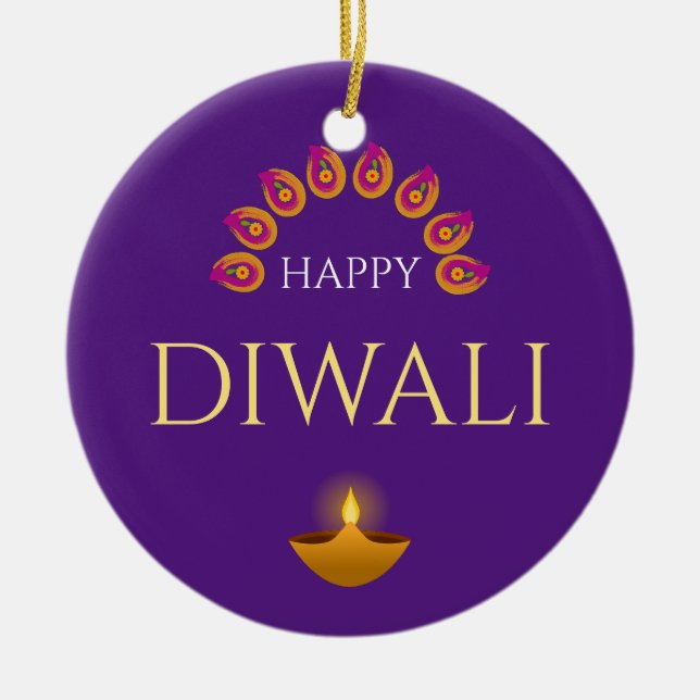Adorno De Cerámica Feliz Festival Diwali de Luces Hindu (Frente)