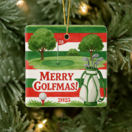 Adorno De Cerámica ¡Feliz Golfmas! Regalo de año personalizable para 