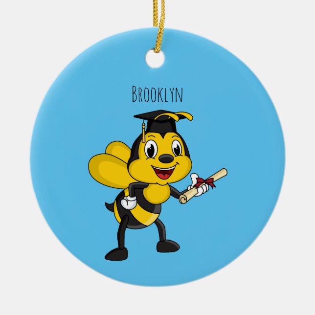 Adorno De Cerámica Feliz graduación de abejas personalizados (Frente)
