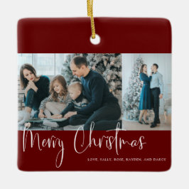 Adorno De Cerámica Feliz Guión navideño 2 Collage de fotos Festividad