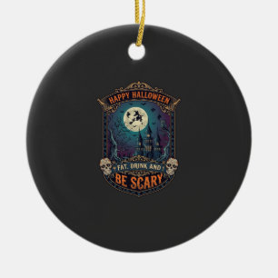 Adorno De Cerámica Feliz Halloween Bruja Castillo Calaveras Gordo Beb