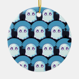 Adorno De Cerámica Feliz Halloween, divertido y divertido diseño azul